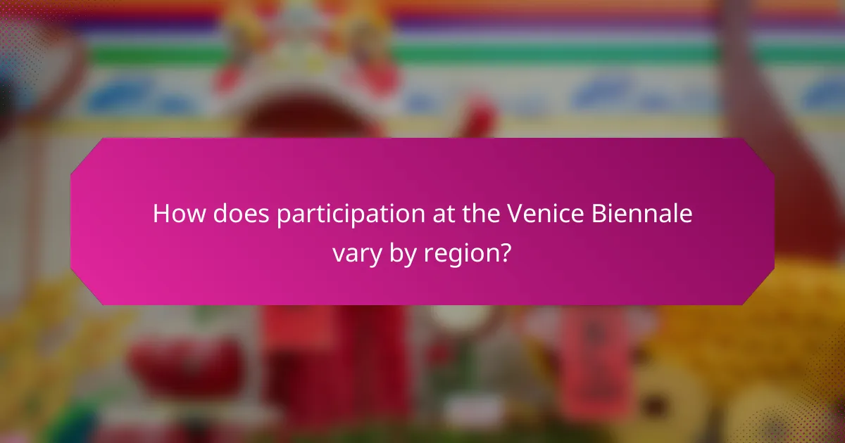 How does participation at the Venice Biennale vary by region?