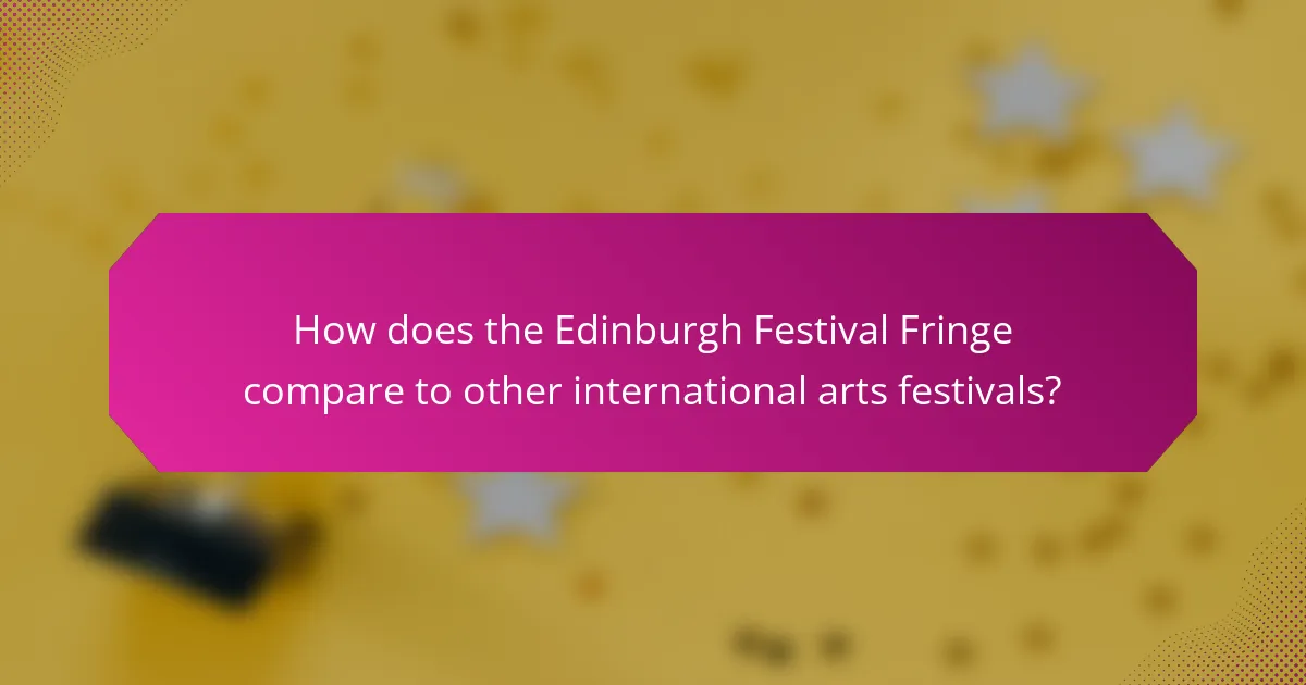 How does the Edinburgh Festival Fringe compare to other international arts festivals?