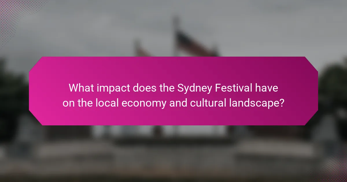 What impact does the Sydney Festival have on the local economy and cultural landscape?