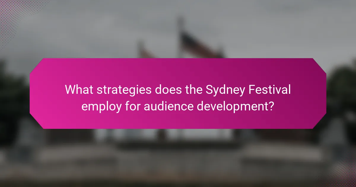 What strategies does the Sydney Festival employ for audience development?