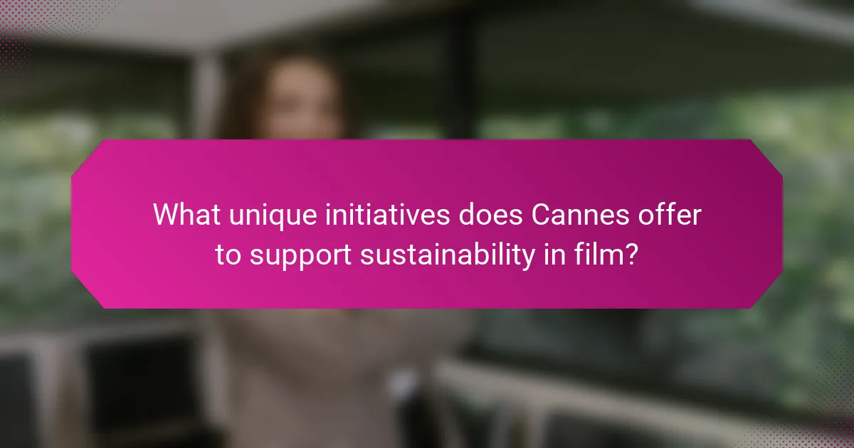 What unique initiatives does Cannes offer to support sustainability in film?