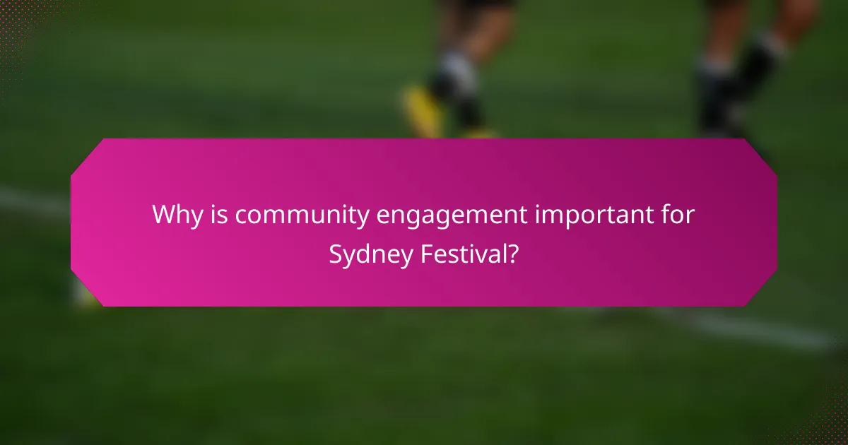 Why is community engagement important for Sydney Festival?
